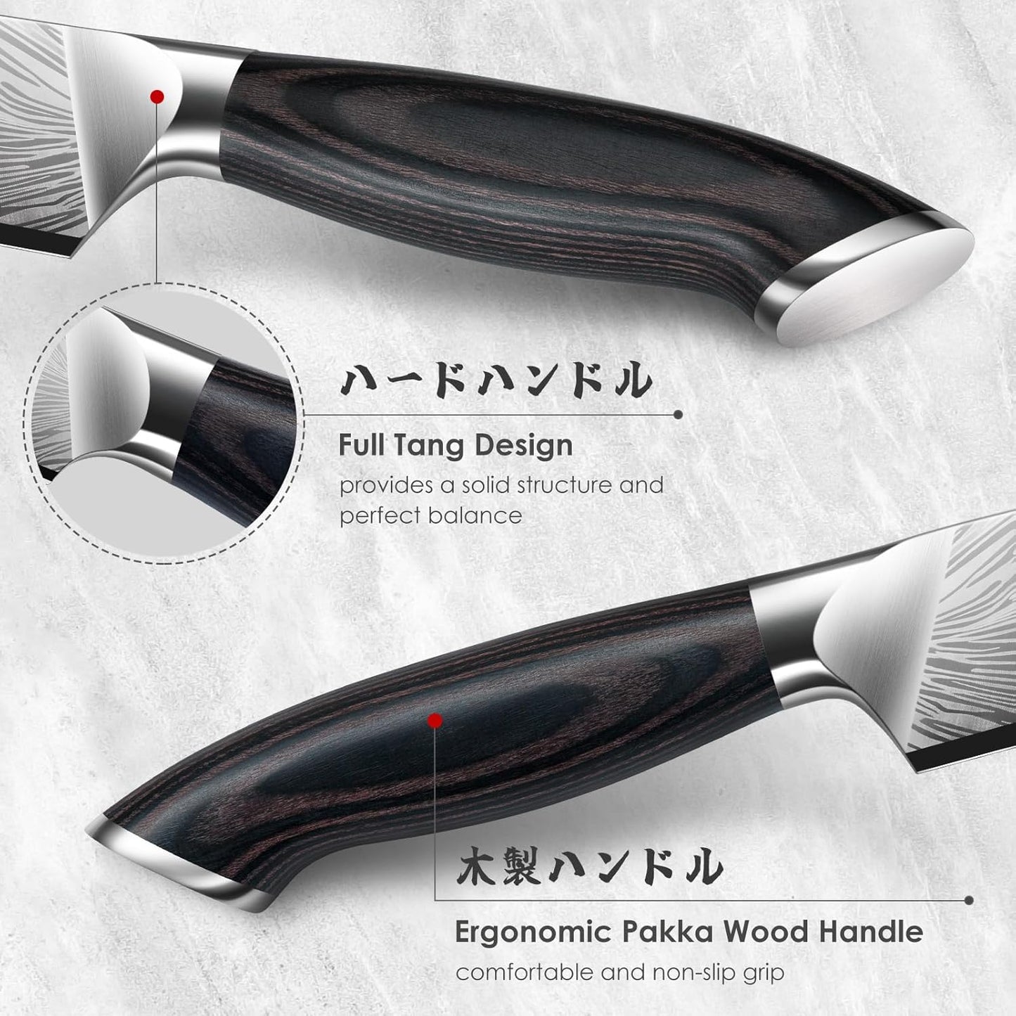 SHAN ZU Steak Knives Set of 6, Ultra Sharp 4.5 Inch High Hardness Powder Steel Steak Knife Set, Serrated Steak Knives with Ergonomic Pakkawood Handle Japanese Knives for Steak, Bread and Butter