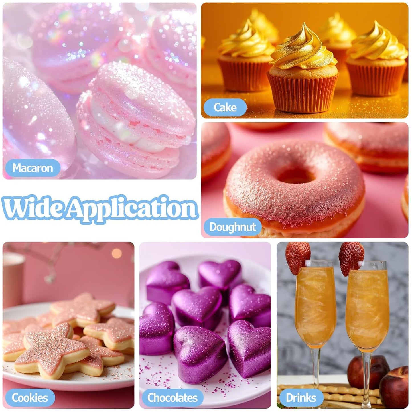 Nomeca Edible Glitter for Drinks Cakes, 8 grams Food Grade Luster Dust Sprinkles Glitter for Cake Decorations, DIY Cocktails, Beverages & Cake Decorating, Dessert Cake Topper (9-Ocean Blue)