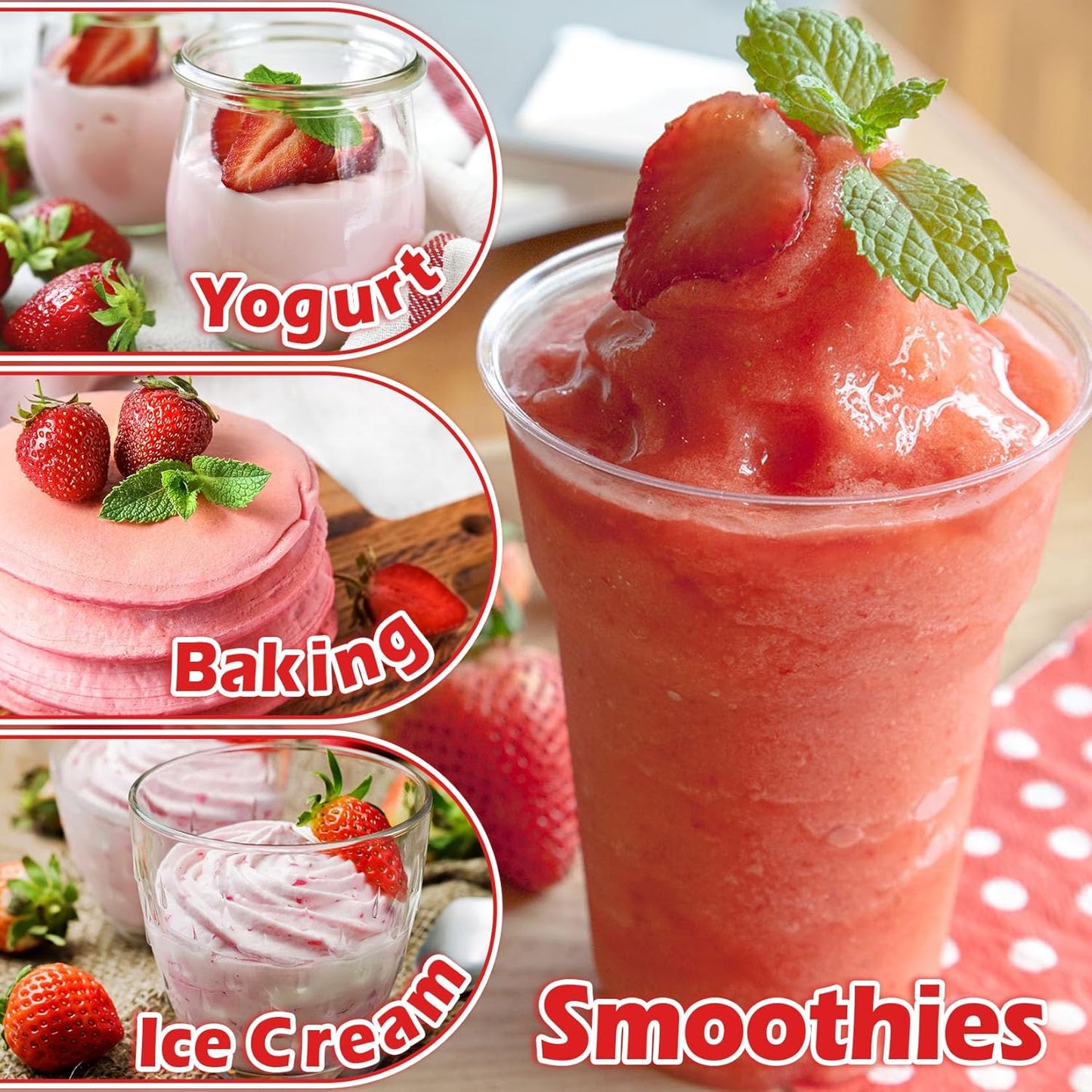 Freeze Dried Strawberry Powder - Kiigfood 4.3 oz/120g Natural Strawberry Powder Fruit Powder, Strawberries Source for Smoothie, Drinks, Baking, Cakes Decoration - Vegan, Non-GMO, Gluten-Free