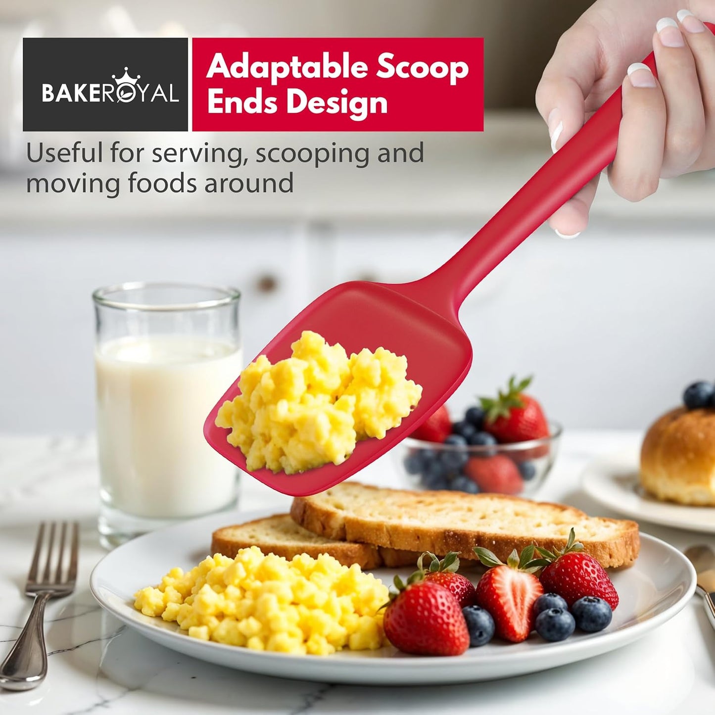 Silicone Spatula Set - 4-Piece Rubber Spatulas Silicone Heat Resistant 600°F for Everyday Task - Seamless Design Kitchen Spatulas for Nonstick Cookware - Red