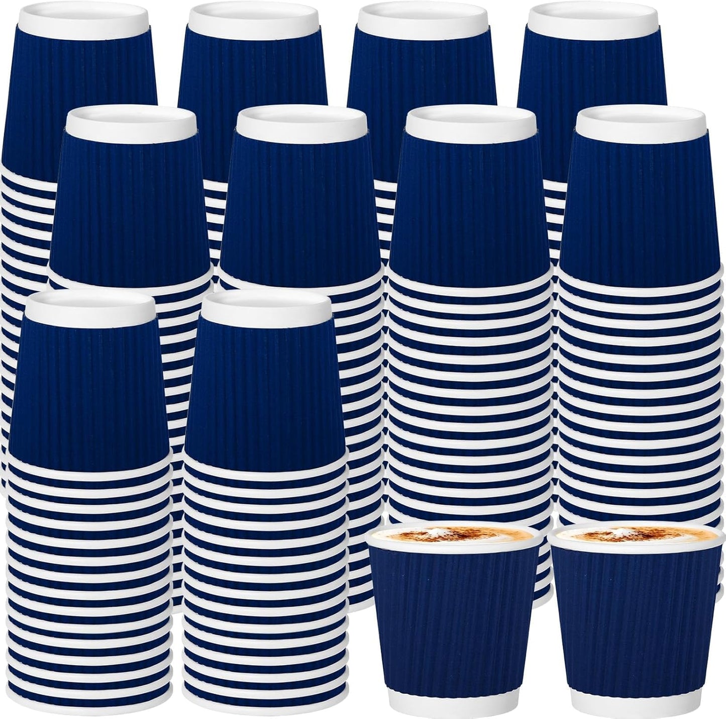 240Pack Paper Espresso Coffee Cups, 4 oz Disposable Coffee Cups,Corrugated Insulated Ripple Wall, Paper Ripple Cups for Coffee, Hot Chocolate and Hot Tea Drinks -Navy