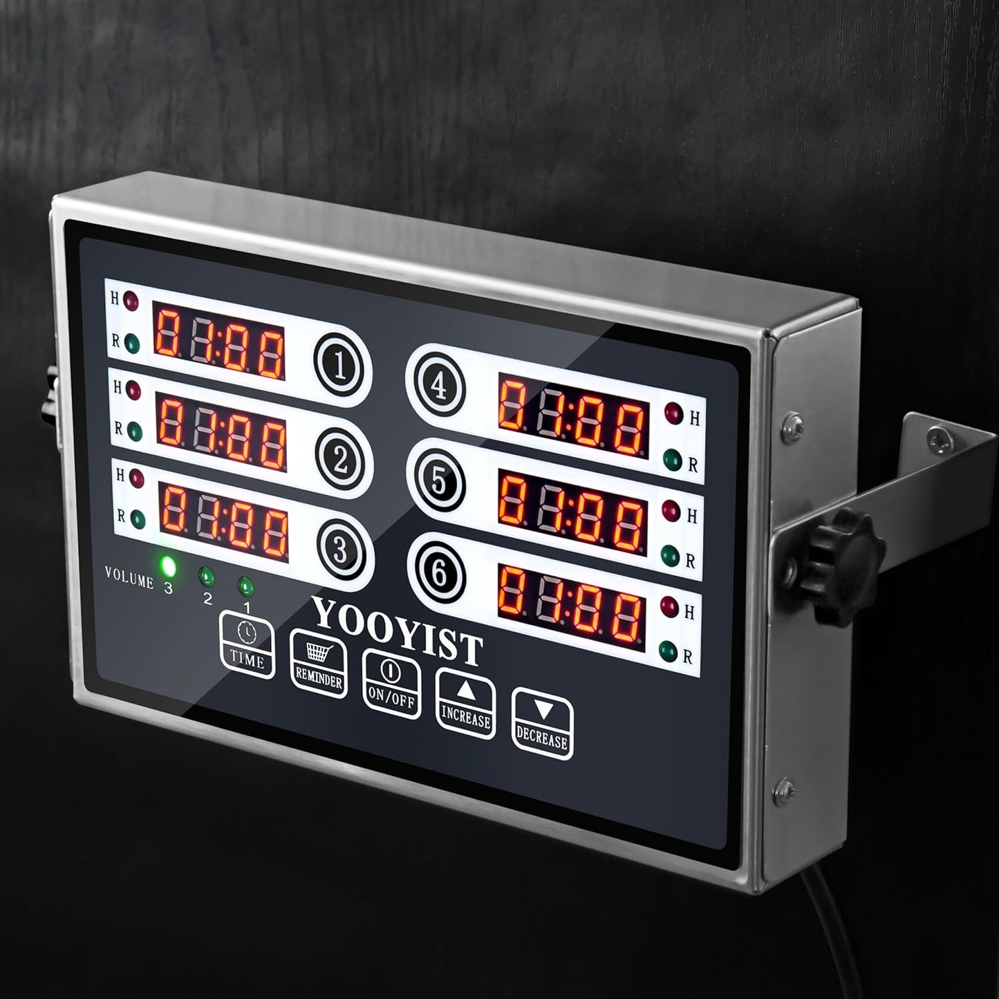 Kitchen Timers for Cooking – 6 Channel Commercial Kitchen Timer Restaurant Kitchen Supplies – Stainless Steel LED Technology Kitchen Timer Digital – Reminder Function, Loud Alarm, Grey