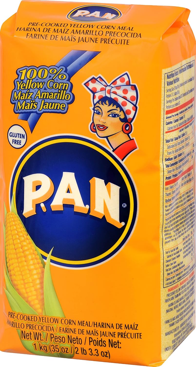 P.A.N. Yellow Corn Meal – Pre-cooked Gluten Free and Kosher Flour for Arepas (2.2 lb/Pack of 2)
