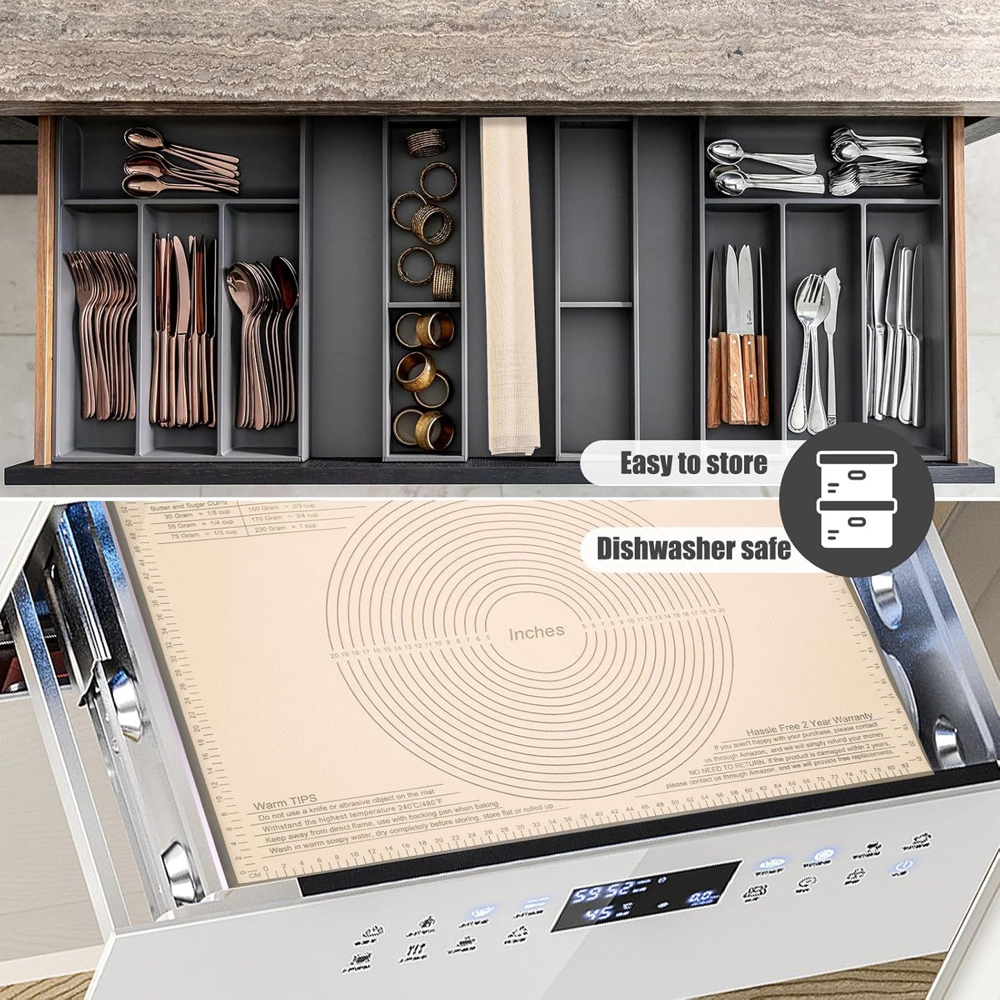 Silicone Pastry Mat 34 X 26 Inch - Nonstick Baking Mat Perfect for Dough, Pastry, Pie Crust, Fondant, Bread, Cookies, Pasta, Pizza