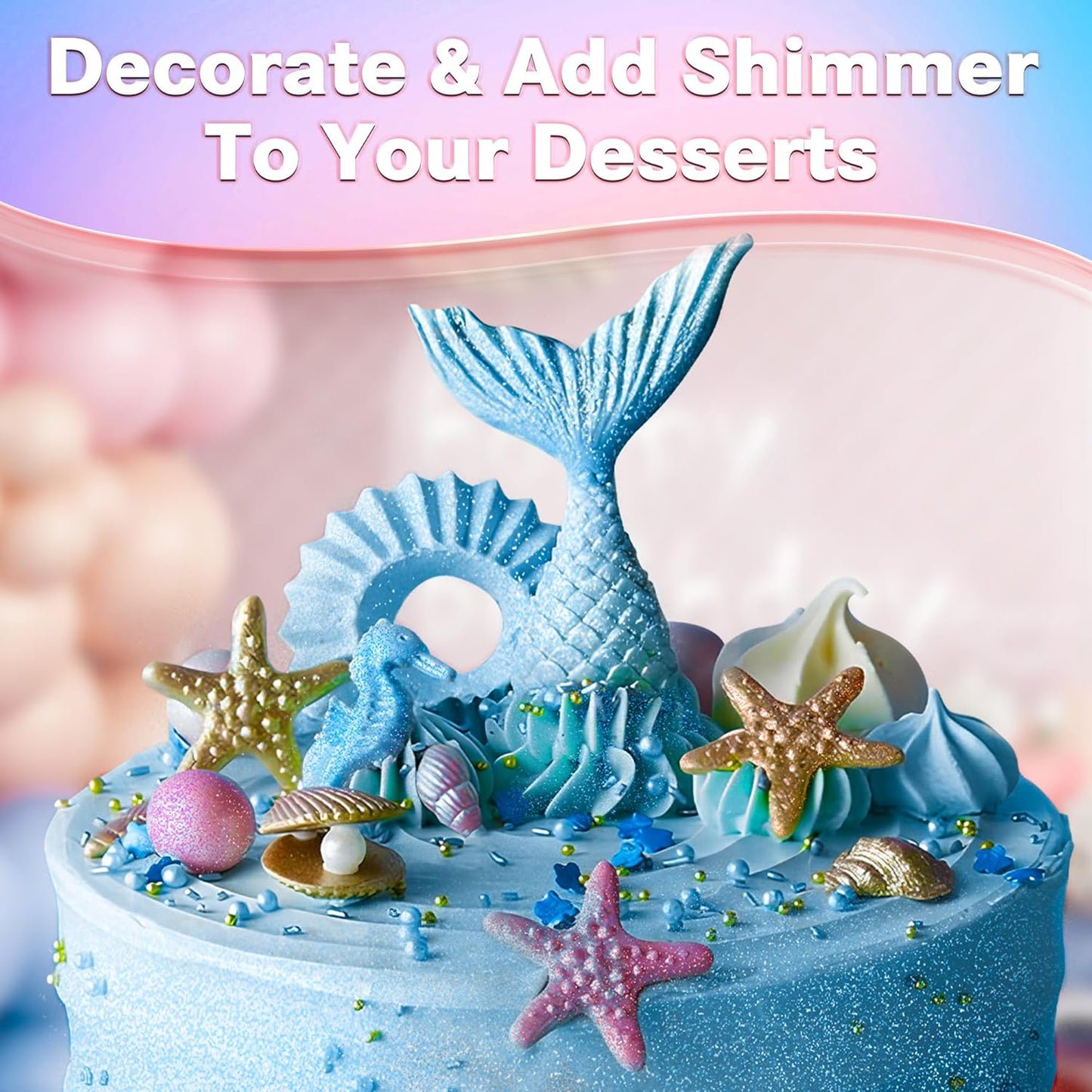 Edible Glitter for Cocktails Cakes Drinks, Rose Gold Edible Glitter, Gold Edible Glitter, Blue Edible Glitter, Purple Edible Glitter, Luster Dust Edible Drink Glitter Spray 4 Colors