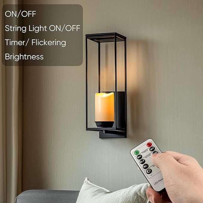 Homemory 4"x6" Outdoor Waterproof Flameless Candles with Timers and Remote Control, Battery Operated Candles, LED Plastic Candles, Dark Ivory, Set of 2