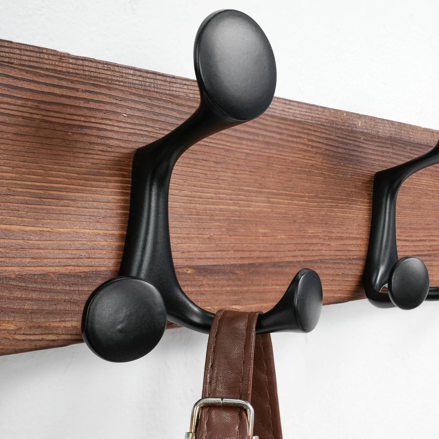 SKOLOO 30-Inch Wood Coat Rack Wall Mount with 5 Triple Hooks - Ideal for Family Entrances, Classrooms, and Pet Supplies Storage - Perfect Coat Hooks for Wall,Charred Golden Brown