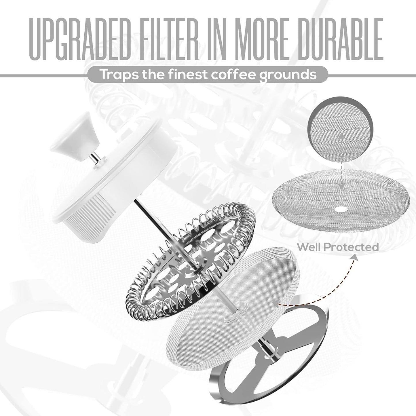 Utopia Kitchen 12 Ounce 0.35 Liter French Press Coffee Maker, Tea Maker, Travel Coffee Presses, Heat Resistant Thickened Borosilicate Coffee Pot for Camping Travel Gifts, White Pack of 1