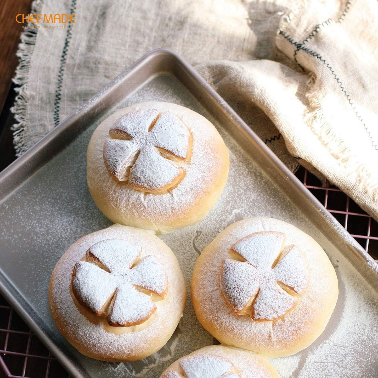 CHEFMADE 15-Inch Baking Sheet Pan, Non-Stick Carbon Steel Rimmed Cookie Sheet Pan for Oven Roasting Meat Bread Jelly Roll Battenberg Pizzas Pastries 10.6" x 15.6" x 1" (Champagne Gold)