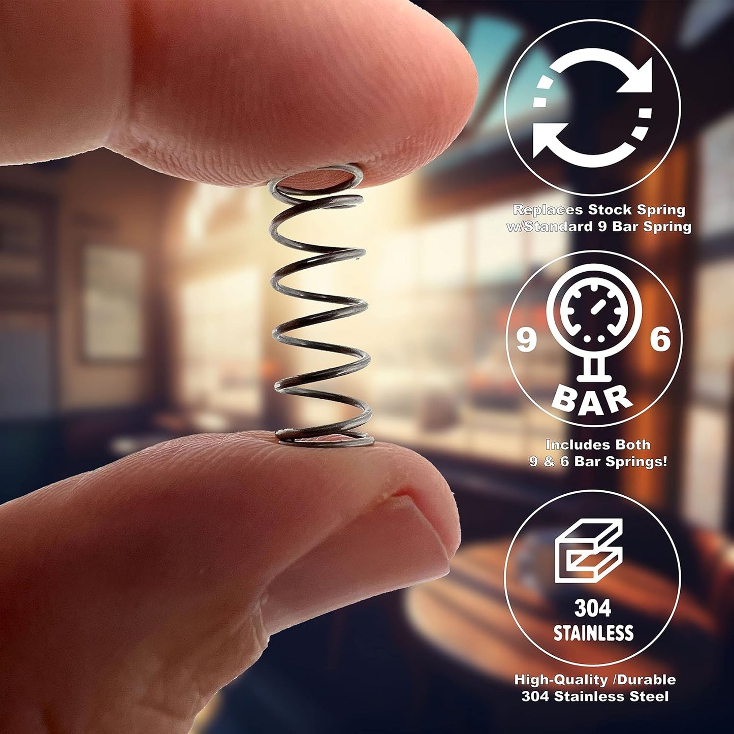 Low Profile Drip Tray One Hole Steam Tip and 9 Bar 6 Bar OPV Spring Modification Kit compatible with Gaggia Classic Pro