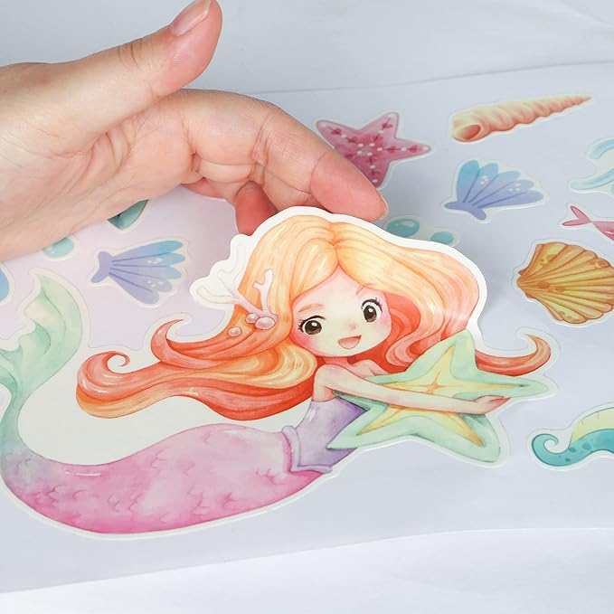 Glow in The Dark Stars Mermaid Wall Decals, Turtle Ocean Fish Stickers for Ceiling, DIY Wall Decor for Nursery Playroom Living Room, Birthday Christmas Gift