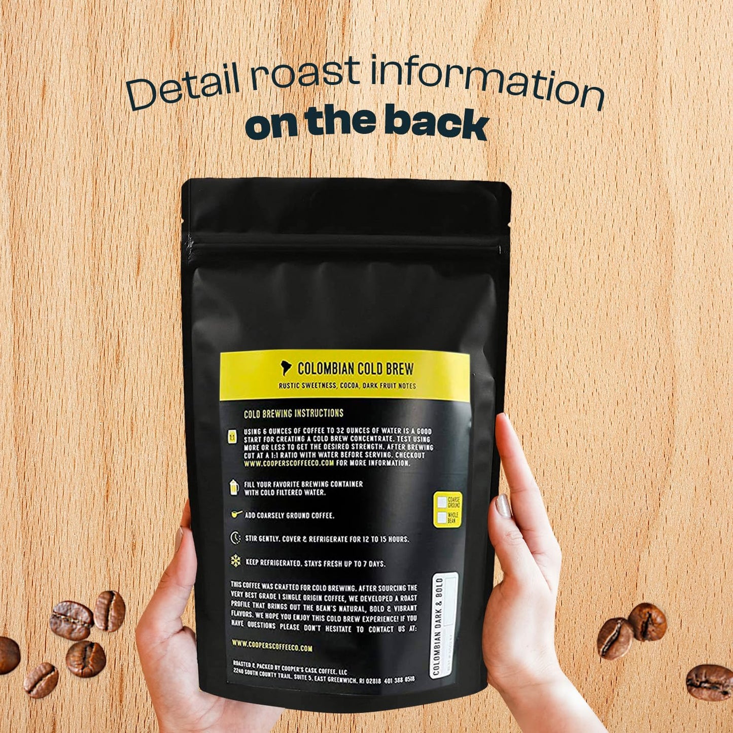 Cold Brew Coffee Colombian Reserve Single Origin Coarsely Ground Coffee - 2 lb. Bag - Dark Roast