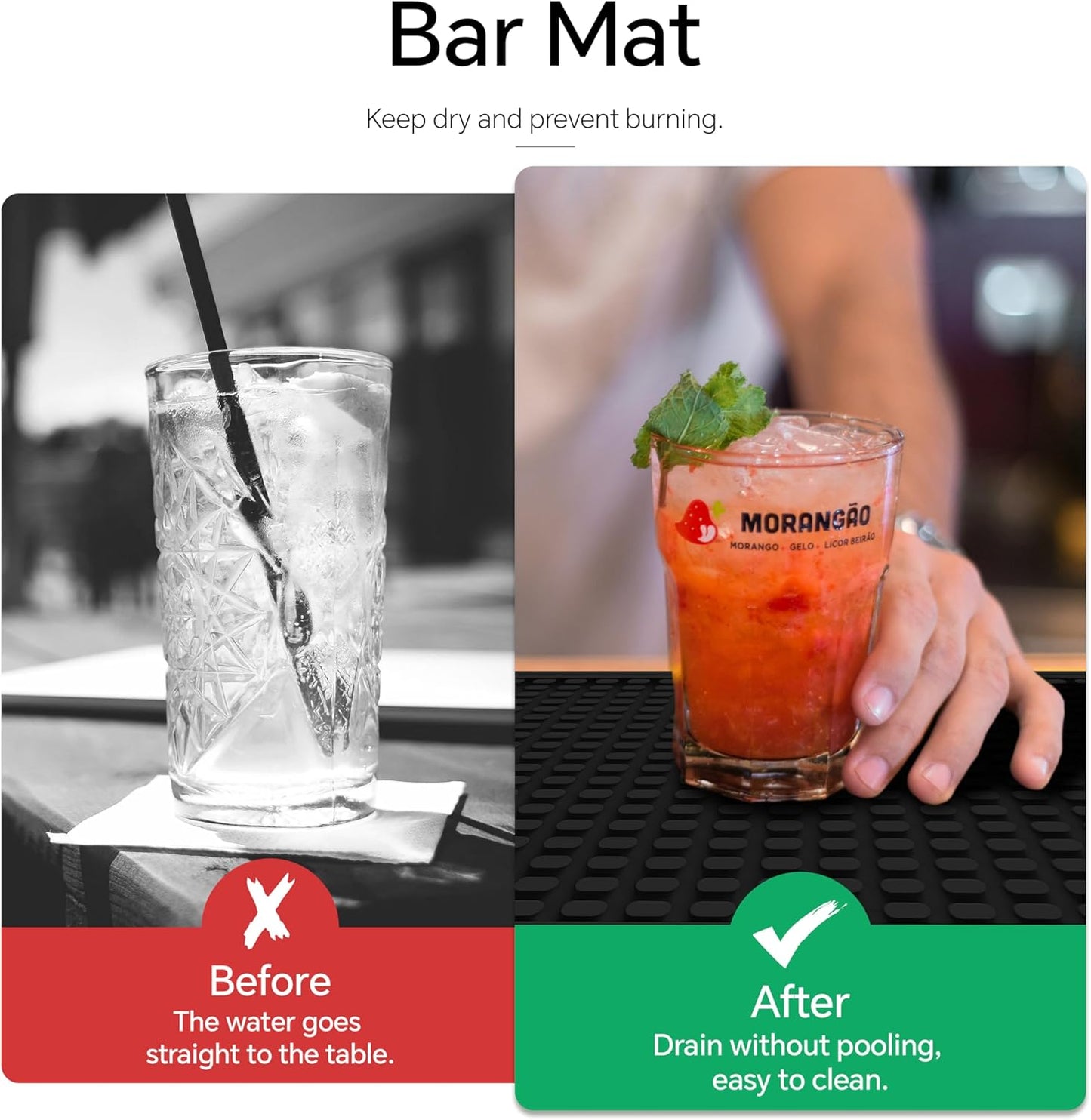 2 Pack Bar Mat, Drying Mat Household Bar Tools,Black Cocktail Bar Mat 5.9''X12''，Suitable for Bar, Outdoor Camping, Home Bar Bar Mat