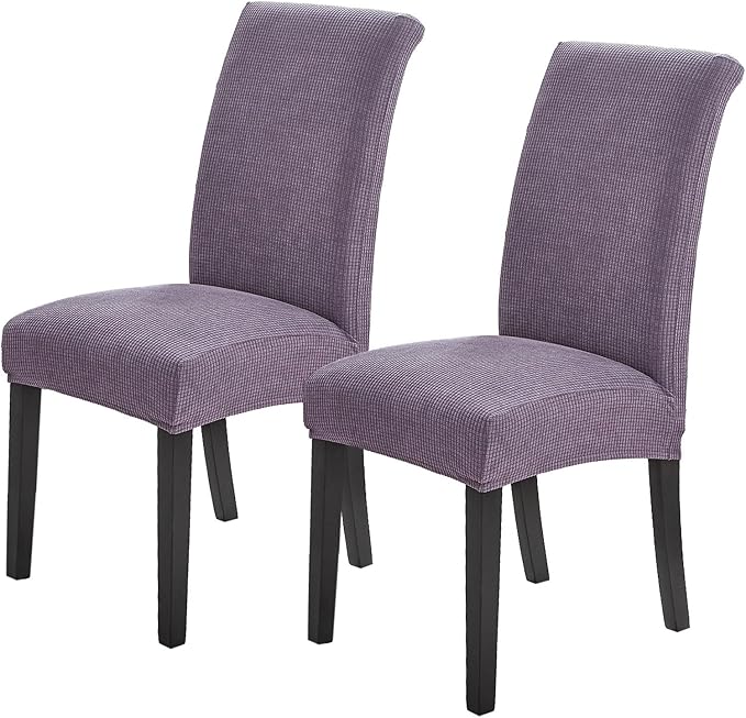 Joccun Chair Covers for Dining Room Set of 2, Dining Chair Slipcovers Stretch Dining Room Chair Covers Seat Protector,Washable Parsons Chair Cover for Home,Hotel(Grapeade,2 Pack)