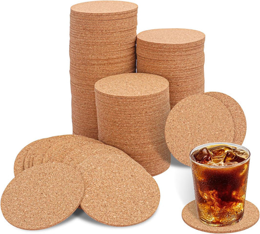 180 Pack 3.5 Inch Round Cork Coasters, Cork Drink Coasters for Drinks, Suitable for Tabletop, Decor, Resistant, DIY Project