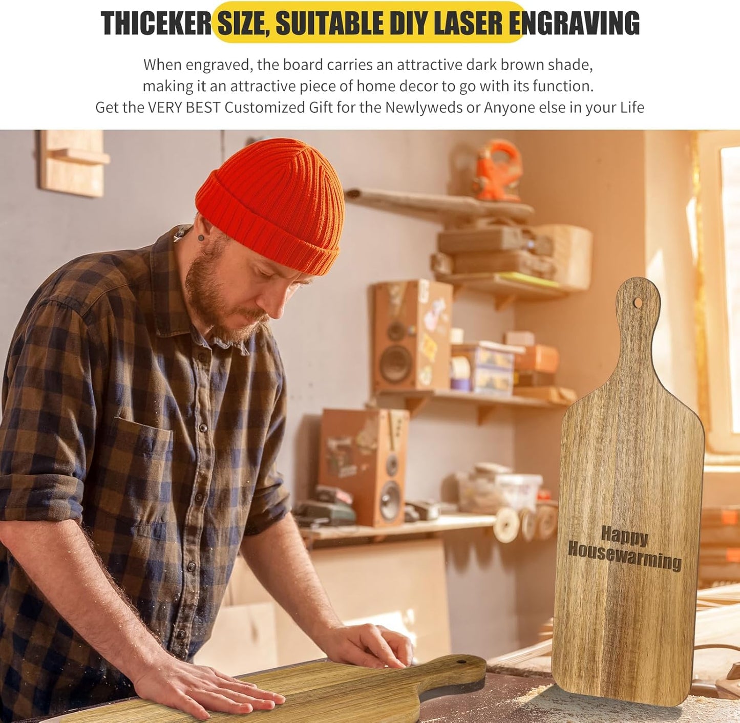 Lounsweer 6 Pcs Thicken Cutting Board Bulk Wood Board for Chopping Serving Charcuterie Material for Laser Engraving Mother' Day Wedding Housewarming Gift