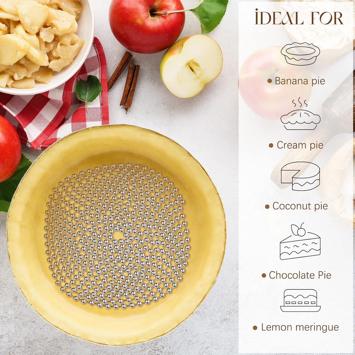 Ferraycle 2 Pieces Pie Weights for Baking Crust Pie Crust Weight Protectors for Edges Baking Beads Chain Stainless Steel Beads for Dough Kitchen Cooking Blind Pastry(6 Ft, 10 Ft)