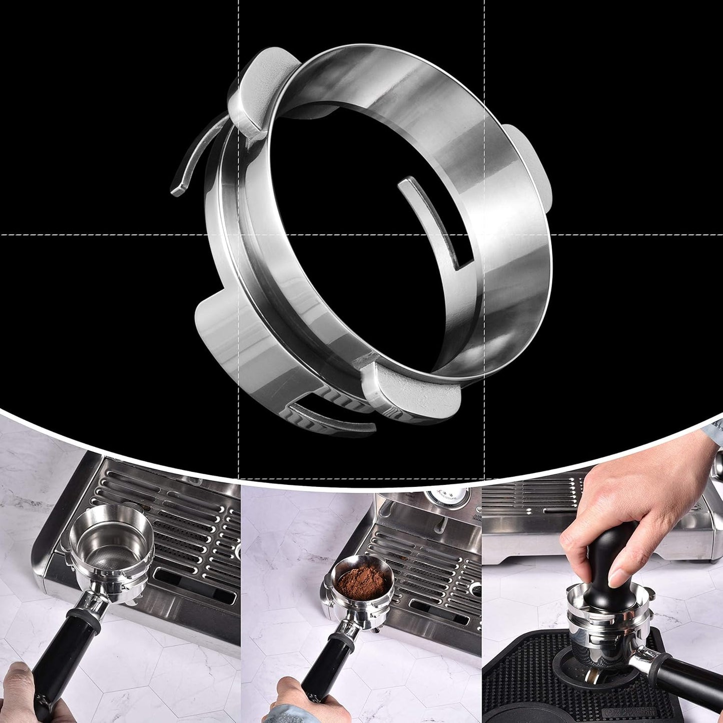 Hands-Free Dosing Funnel, MATOW 54mm Dosing Funnel with Grinder Trigger Compatible with Breville 54mm Portafilters