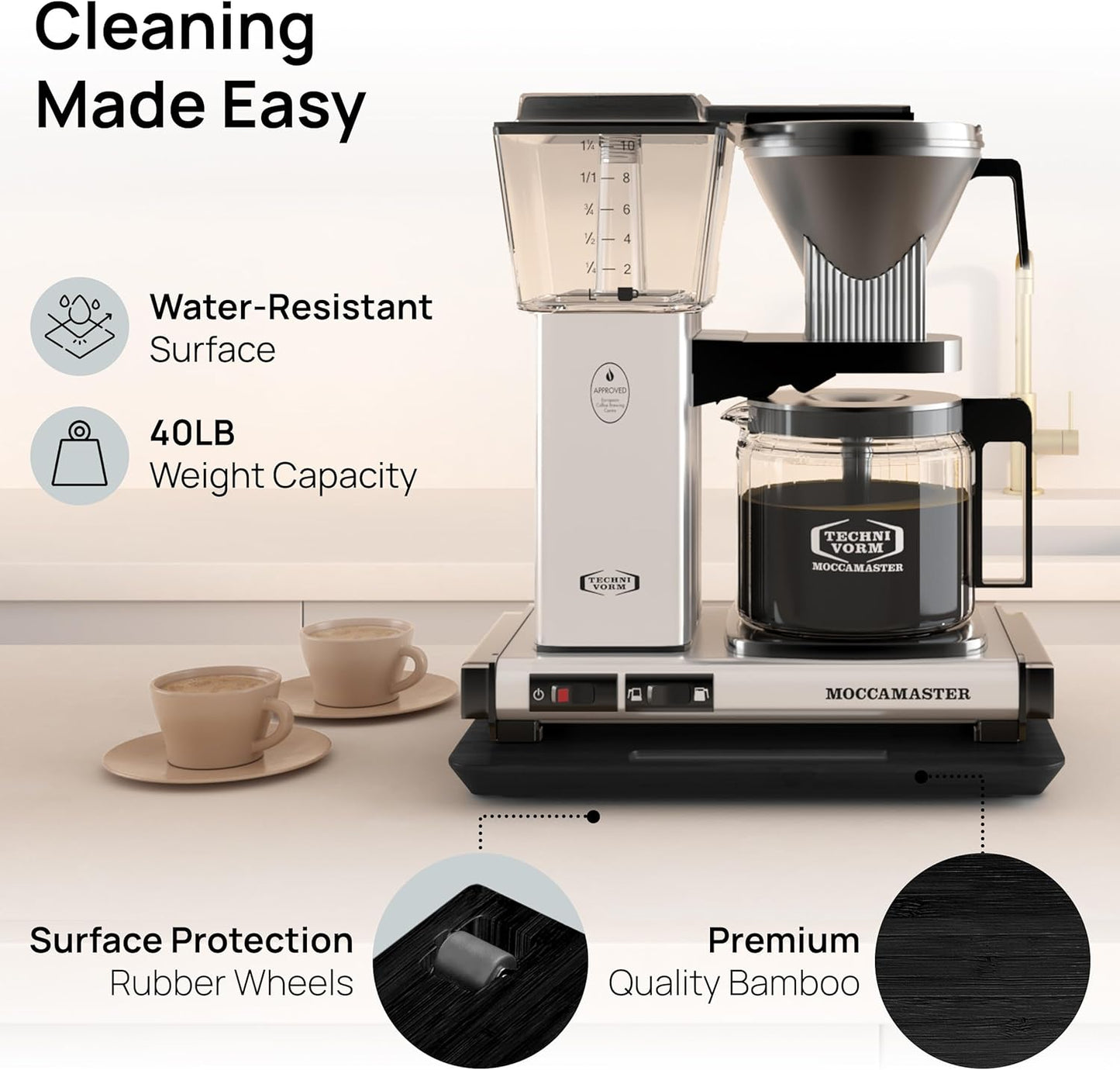 Ibyx Elegant Sliding Tray for Your Coffee Maker & Heavy Kitchen Appliances - Sturdy, Slides Easily from Under The Cabinet (Black, 13”W x 10.5”D)