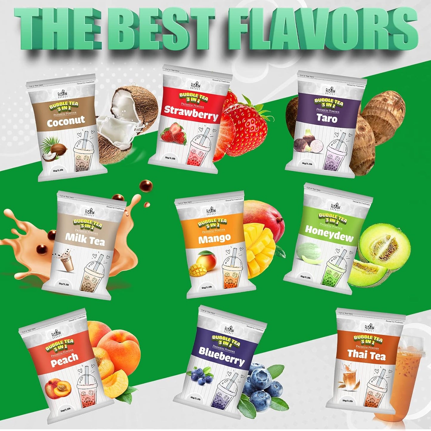 Fusion Select 2.2lb Tea Powder Strawberry Flavored-3-in-1 Drink Powder with Cream & Sugar - Instant Pre-Mixed Beverage for Hot or Cold Blends or Yummy Frappes (Strawberry)