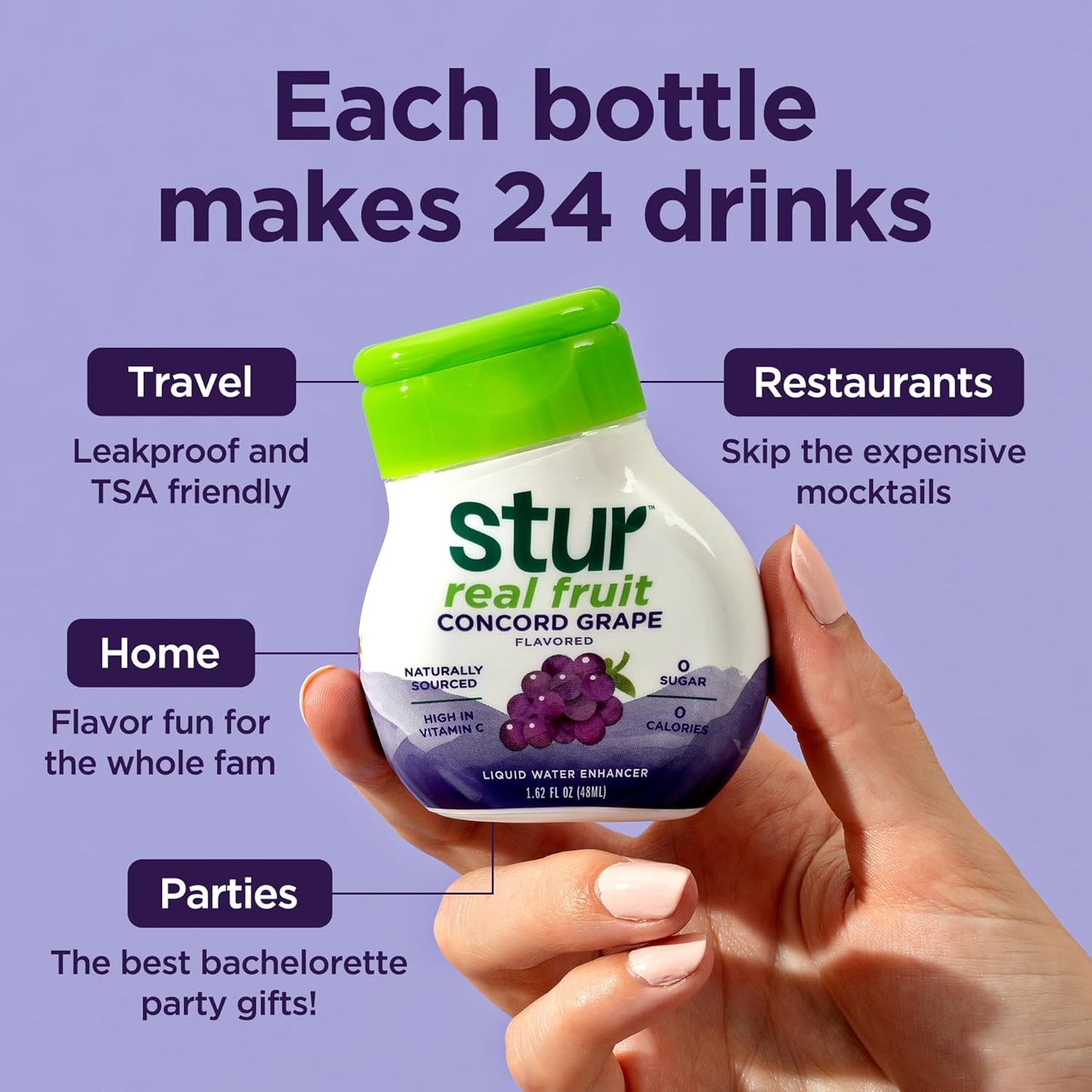 Stur Liquid Water Enhancer | Summer Variety Pack | Naturally Sweetened | Sugar Free | Zero Calories | Keto | Vegan | 5 Bottles, Makes 120 Drinks