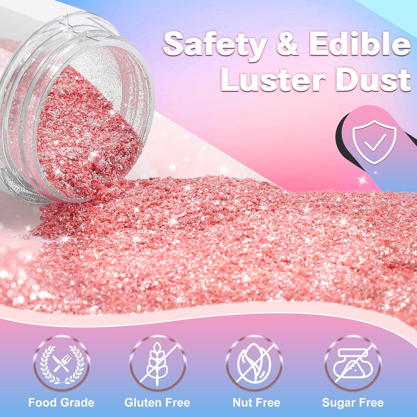 Edible Glitter for Cocktails Cakes Drinks, Rose Gold Edible Glitter, Gold Edible Glitter, Blue Edible Glitter, Purple Edible Glitter, Luster Dust Edible Drink Glitter Spray 4 Colors