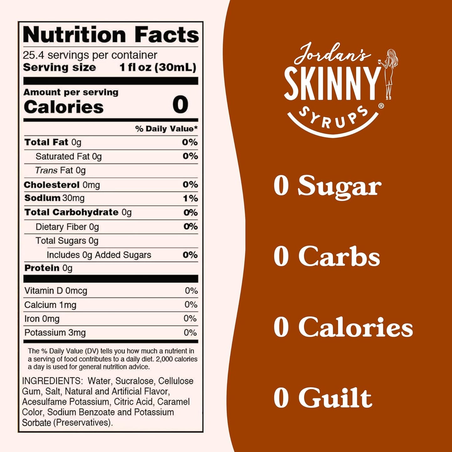 Jordan's Skinny Syrups Irish Cream, Sugar Free Flavoring Syrup, 25.4 Ounce Bottle (Pack of 6)