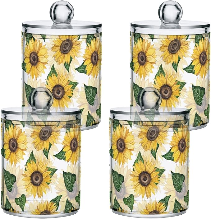 Sunflower 2PC Airtight Transparent Plastic Storage Jar, Food Storage Container Glass, Can Store Candy, Salt, Coffee Beans, With lid, Easy To Use