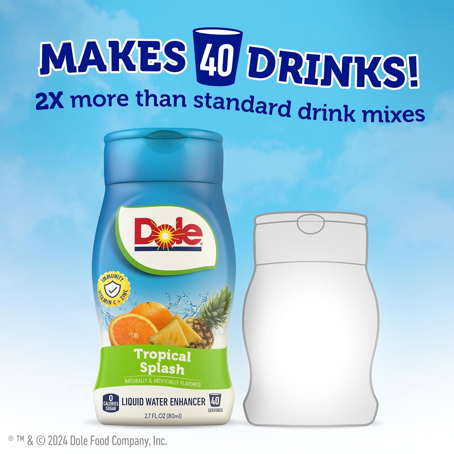 Dole Tropical Splash Liquid Water Enhancer - Sugar Free & Delicious, Makes 160 Flavored Water Beverages - Pack of 4