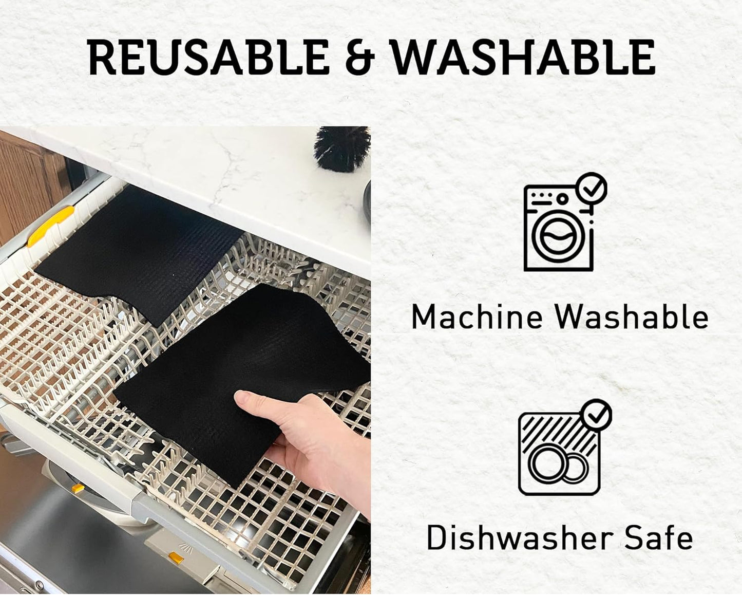 Nordhus Design Large Swedish Dishcloths, 10 Pack Grey- 9.5 X 8 inch Reusable, Washable Cellulose Cotton Kitchen Cloths - Replace Paper Towels, Wipes, Sponges, Dish Rags