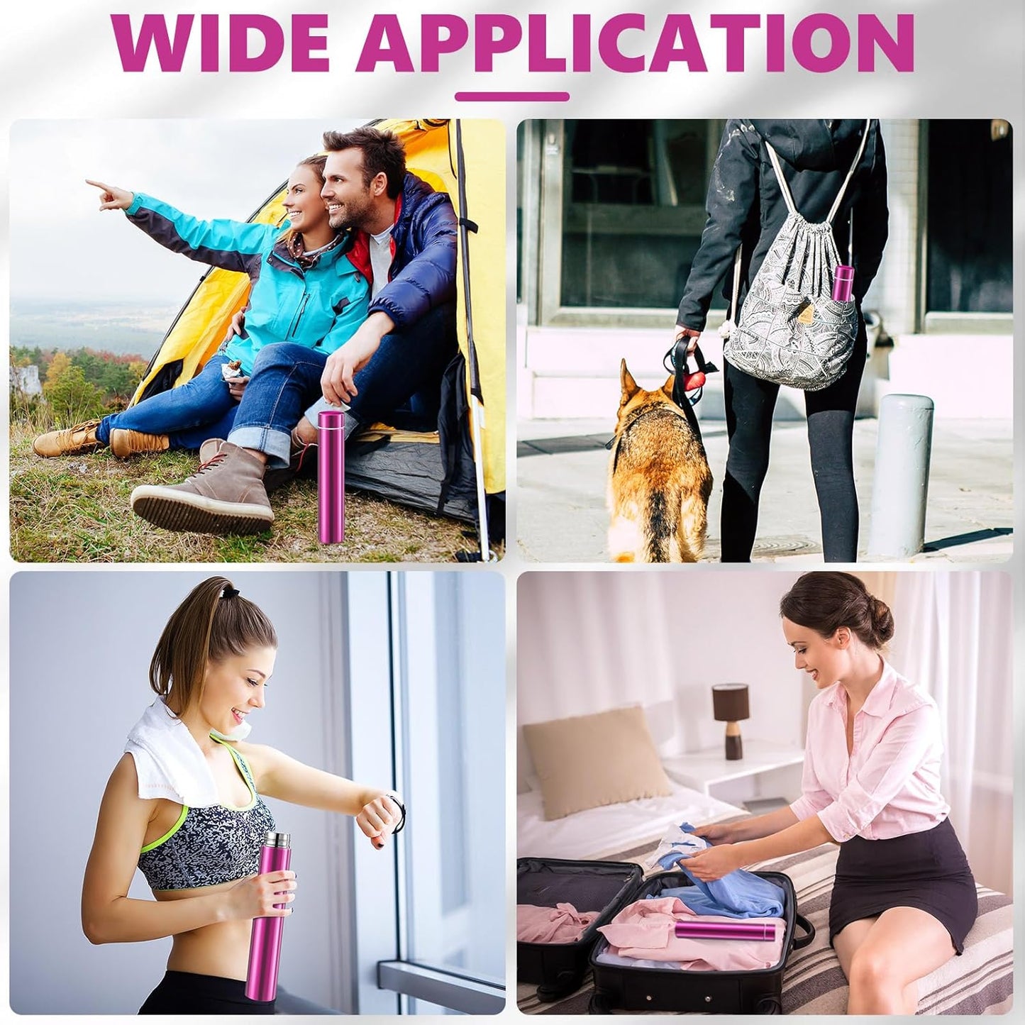 Vesici 1 Pack Slim Water Bottle 8.8 oz Small Stainless Steel Purse Compact Insulated Water Bottles Camping Travel Backpack Pocket Flask for Car Cold Coffee Tea (Hot Pink)