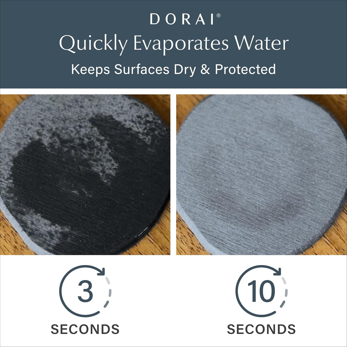 Dorai Home Stone Coaster Set – 4 Absorbent Diatomite Coasters for Instant Drying, Modern Design, Slate Stone
