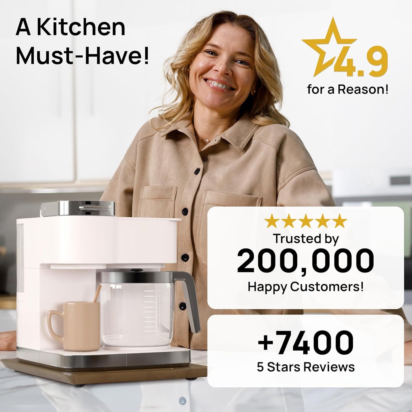 Ibyx Elegant Sliding Tray for Your Coffee Maker & Heavy Kitchen Appliances - Sturdy, Slides Easily from Under The Cabinet (Natural, 12”W x 16”D)