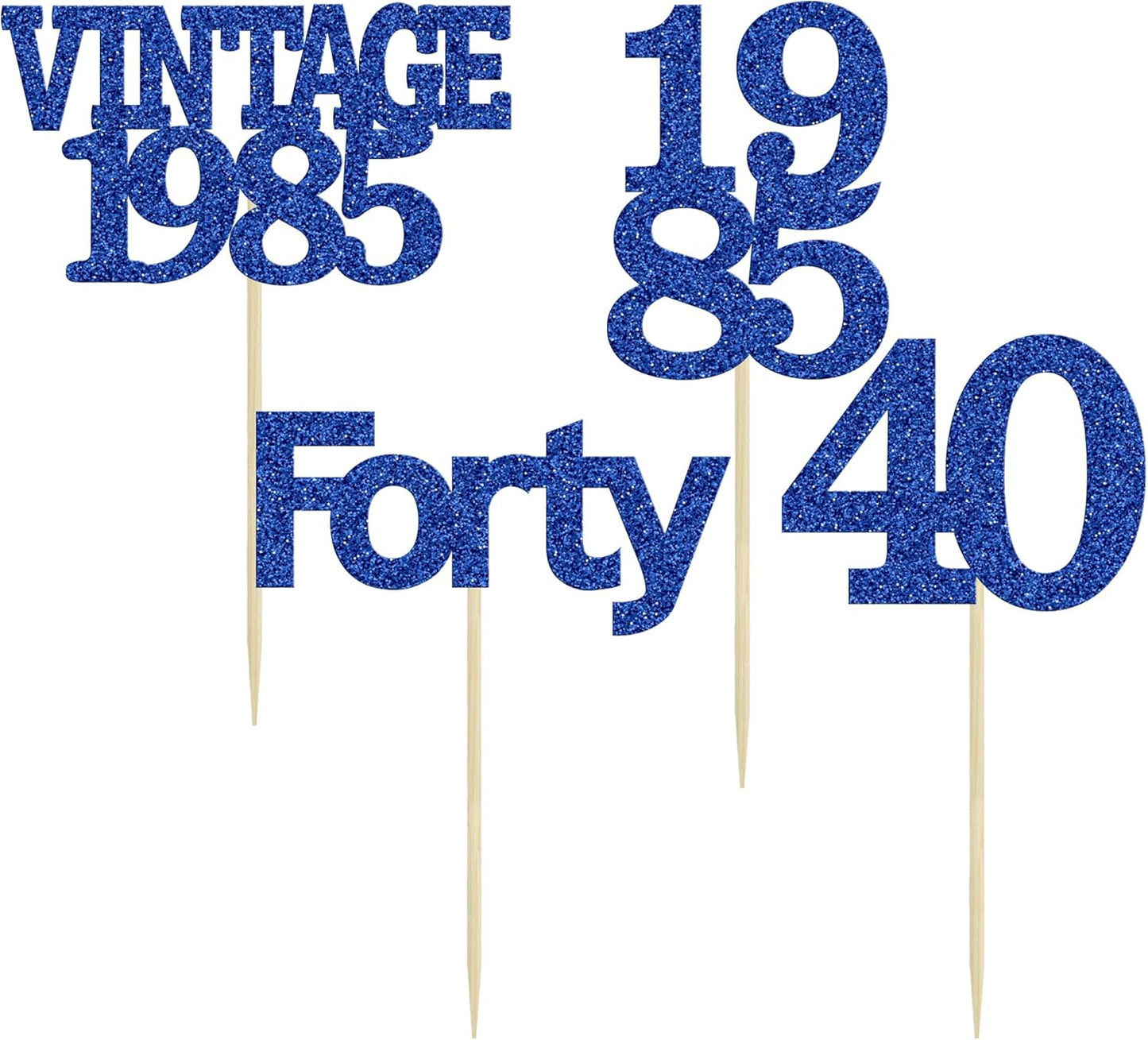 Gyufise 24Pcs Vintage 1980 Cupcake Toppers Glitter Cheers to 45 Fabulous Forty Five Cupcake Picks 45th Birthday Wedding Anniversary Party Cake Decorations Supplies Deep Blue