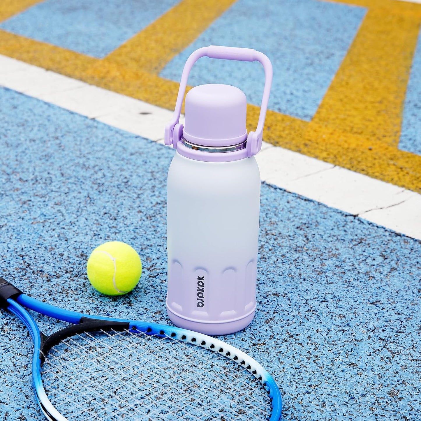 BJPKPK Insulated Water Bottle 27oz Stainless Steel Water Bottles with Handle and Cup Lid Travel Metal Thermos,Light Pink