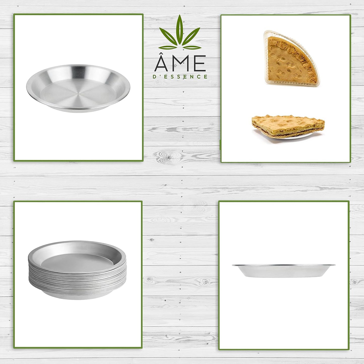 AME D'ESSENCE (1PC-12) Aluminum Pie Pan Commercial Grade Round Pie Plate Size 12" x 1mm Thick