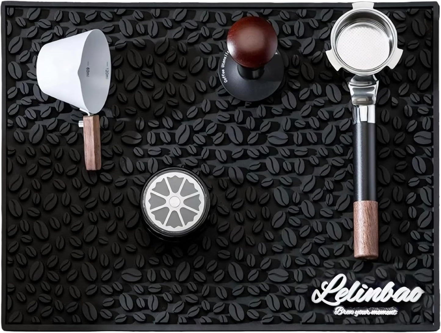 Coffee Bar Mats for Countertop, Bar Decor Accessories, Coffee Machine Tray for Countertop, Non-slip Dish Drying Mat, Rubber Barista Tools Pad, Espresso Organizer (Black, 18"x12")