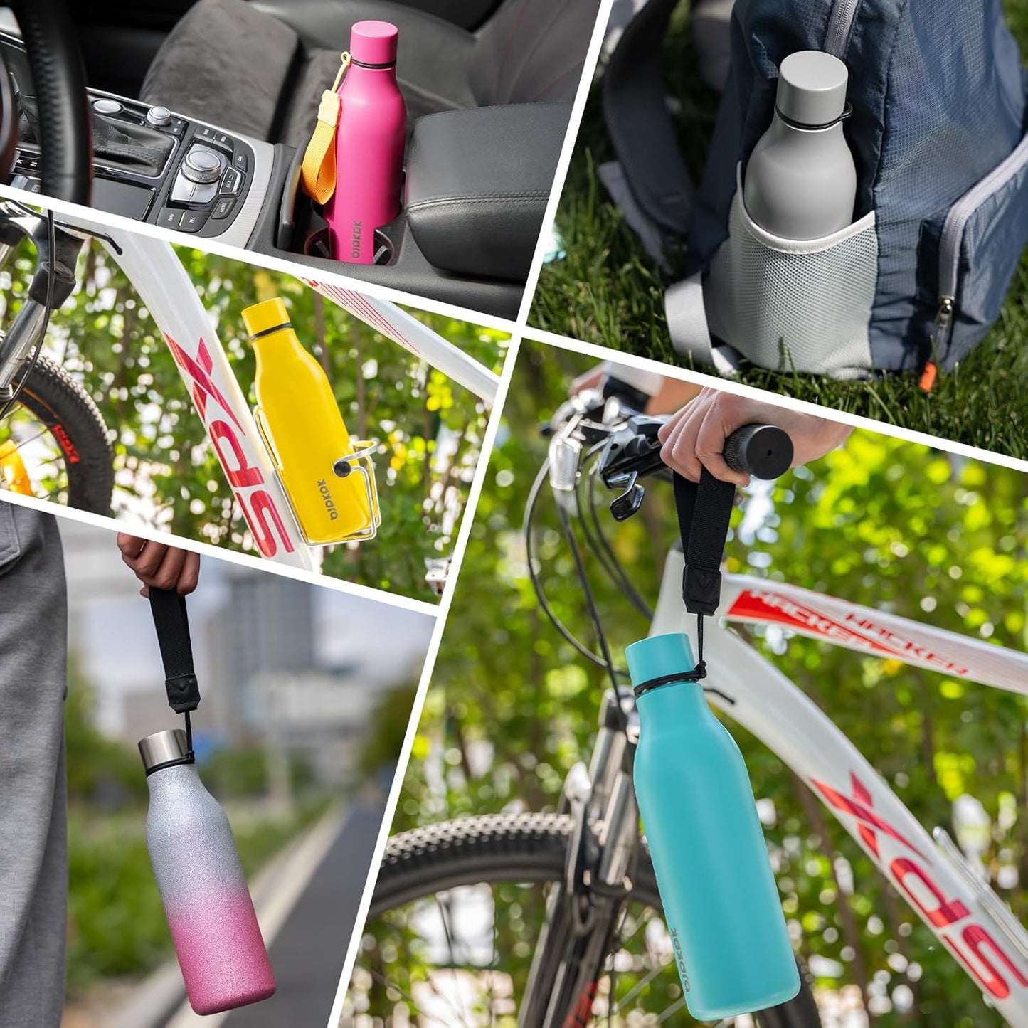 BJPKPK Insulated Water Bottles, 12oz Stainless Steel Metal Water Bottle with Strap, BPA Free Leak Proof Thermos, Mugs, Flasks, Reusable Water Bottle for Sports & Travel, Ocean Dream