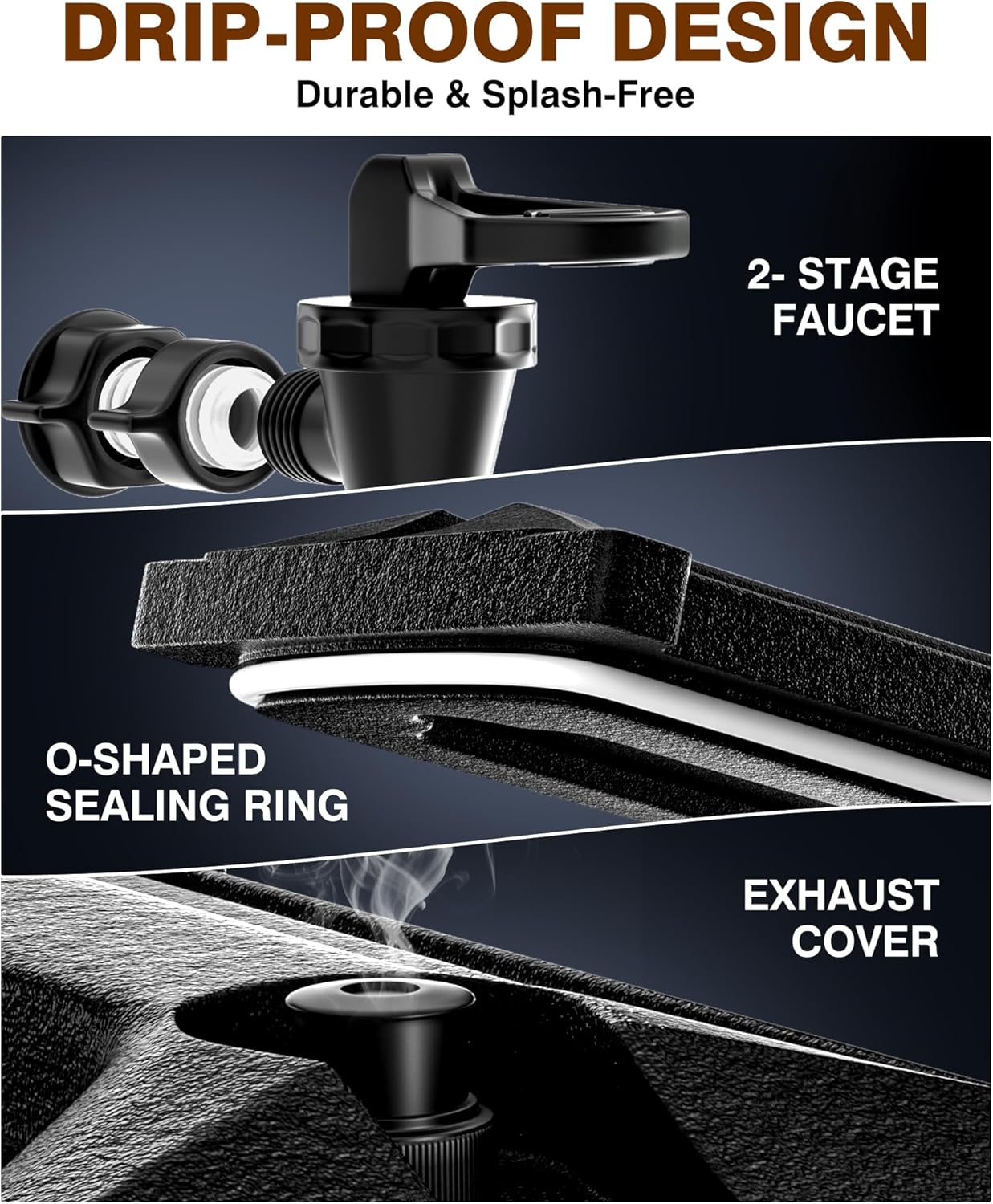 PYY Insulated Beverage Dispenser 5 Gallon - Hot and Cold Drink Container with Handles, Thermal Drink Dispenser Cooler Server carrier For Commercial Catering Black