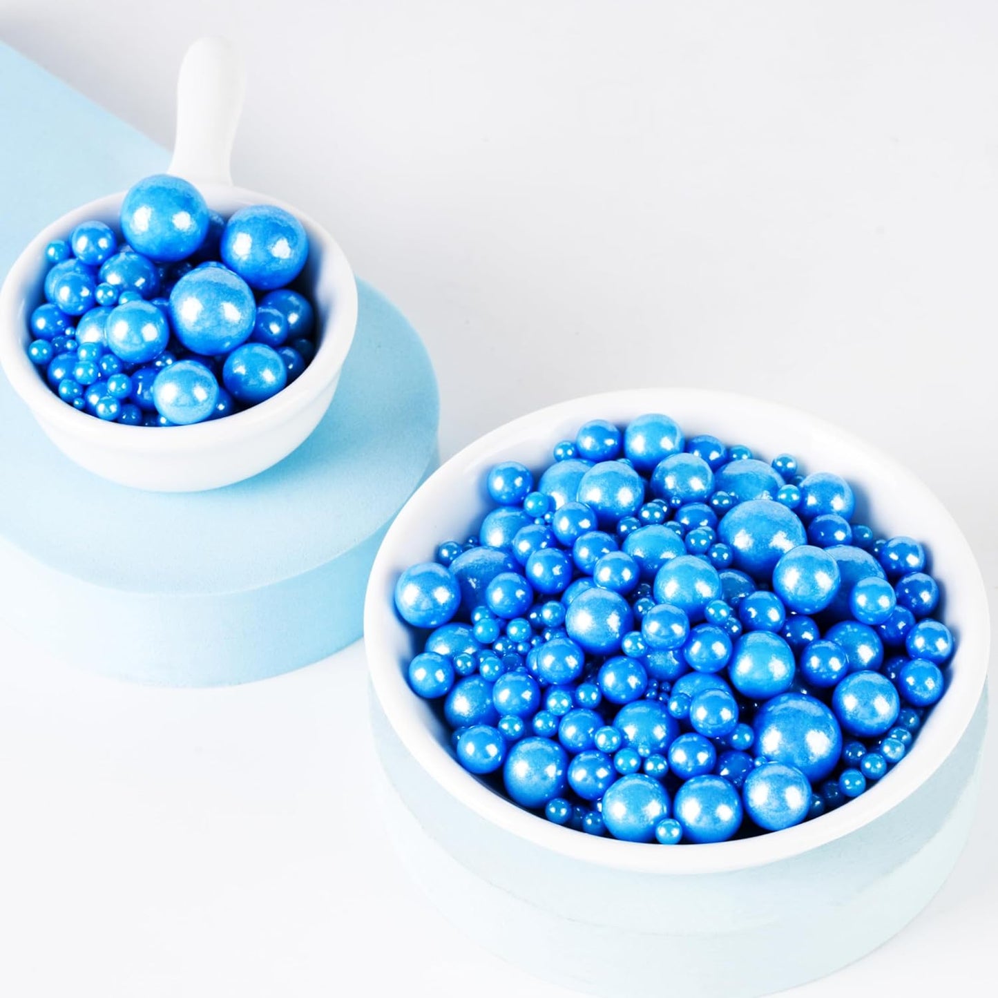 Kasvan Royal Blue Pearl Sugar Sprinkles - Edible Candy Pearls 130g/4.58 Oz, Mix Size, Baking Cake Decorations, Ice Cream Toppings and Cookie Decorating, Wedding Party Chirstmas Supplies (Royal Blue)