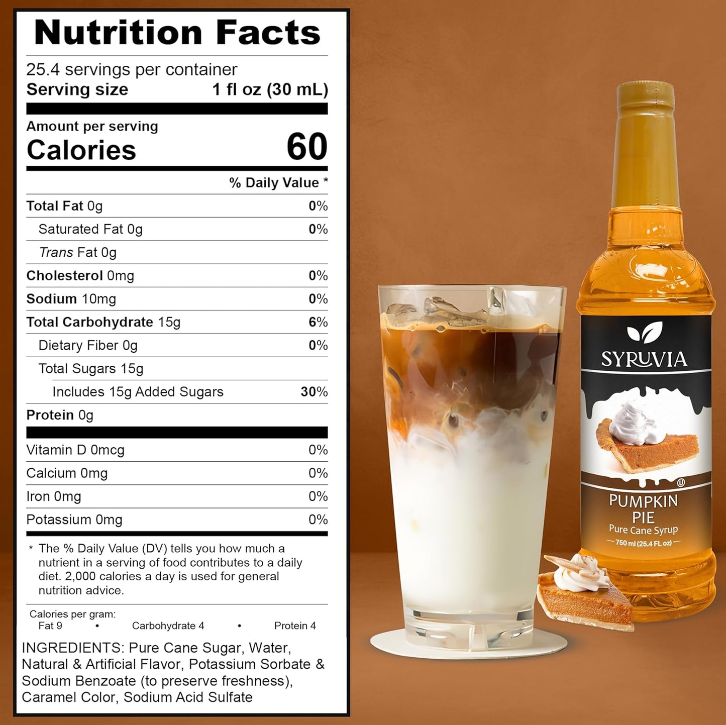 Syruvia Pumpkin Pie Coffee Syrup 25.4 Ounces