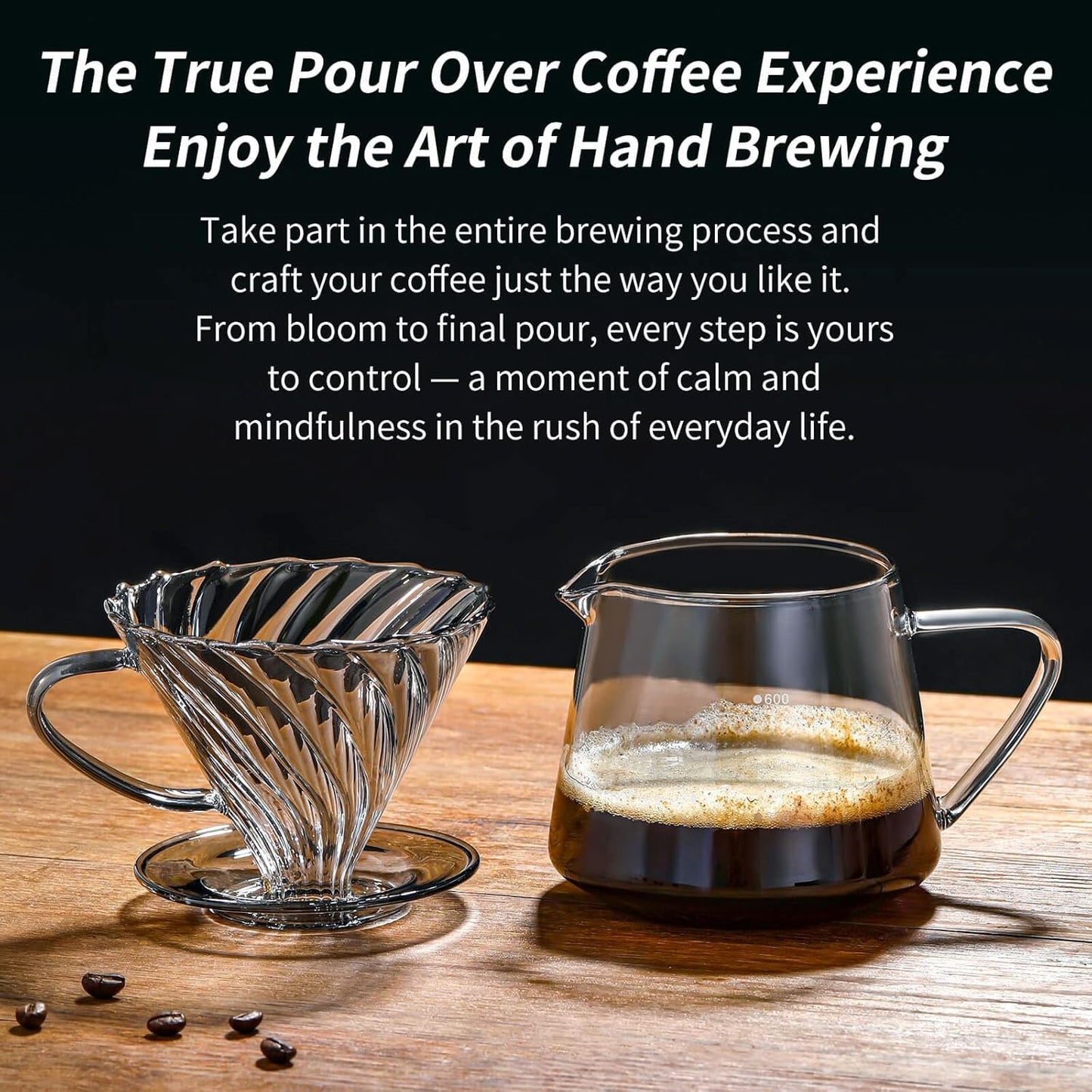 Unbreakable - Pour Over Coffee Maker 750ML/25OZ, Heat Resistant Borosilicate Glass Dripper with Filter Holder, BPA-Free Manual Coffee Brewer for Home and Office Use