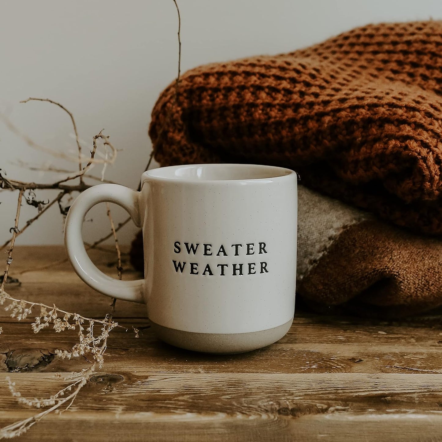 Sweet Water Decor Sweater Weather Stoneware Coffee Mug | Novelty Coffee Mugs | Microwave & Dishwasher Safe | 14oz Coffee Cup | Fall Gifts | Winter Coffee Mug