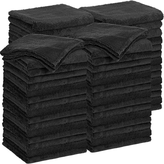 Shimeyao 30 Pcs Edgeless Microfiber Plush Towels for Cars Detailing Drying Wash Polishing Absorbent Cleaning Cloths, 500 GSM, 16 x 16 Inch(16 x 16 Inch,Black,30 Pcs)
