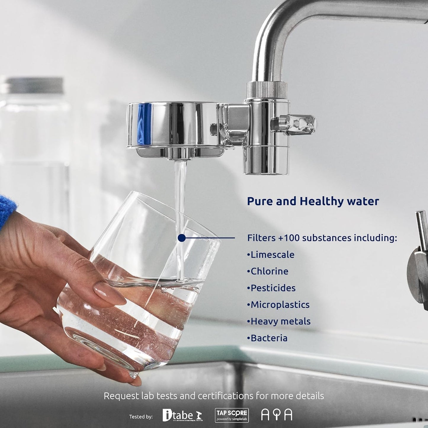 Tappwater EcoPro Compact - Smallest Tap Water Filter Available, Filters 100+ substances. 5 Stage Nanotechnology Water Filtration System. Faucet Water Filter (Chrome)