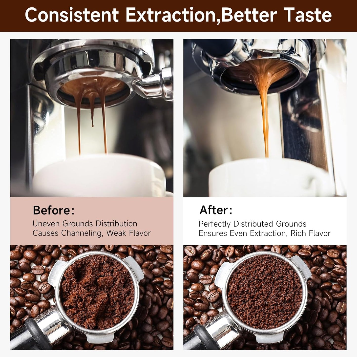 KitchenTour Espresso Accessories Kit 53.5mm, WDT Tool, Dosing Funnel and Puck Screen Set, 304 Stainless Steel Needle Coffee Distribution Stirrer, Portafilter Dosing Ring for Barista 53.5mm