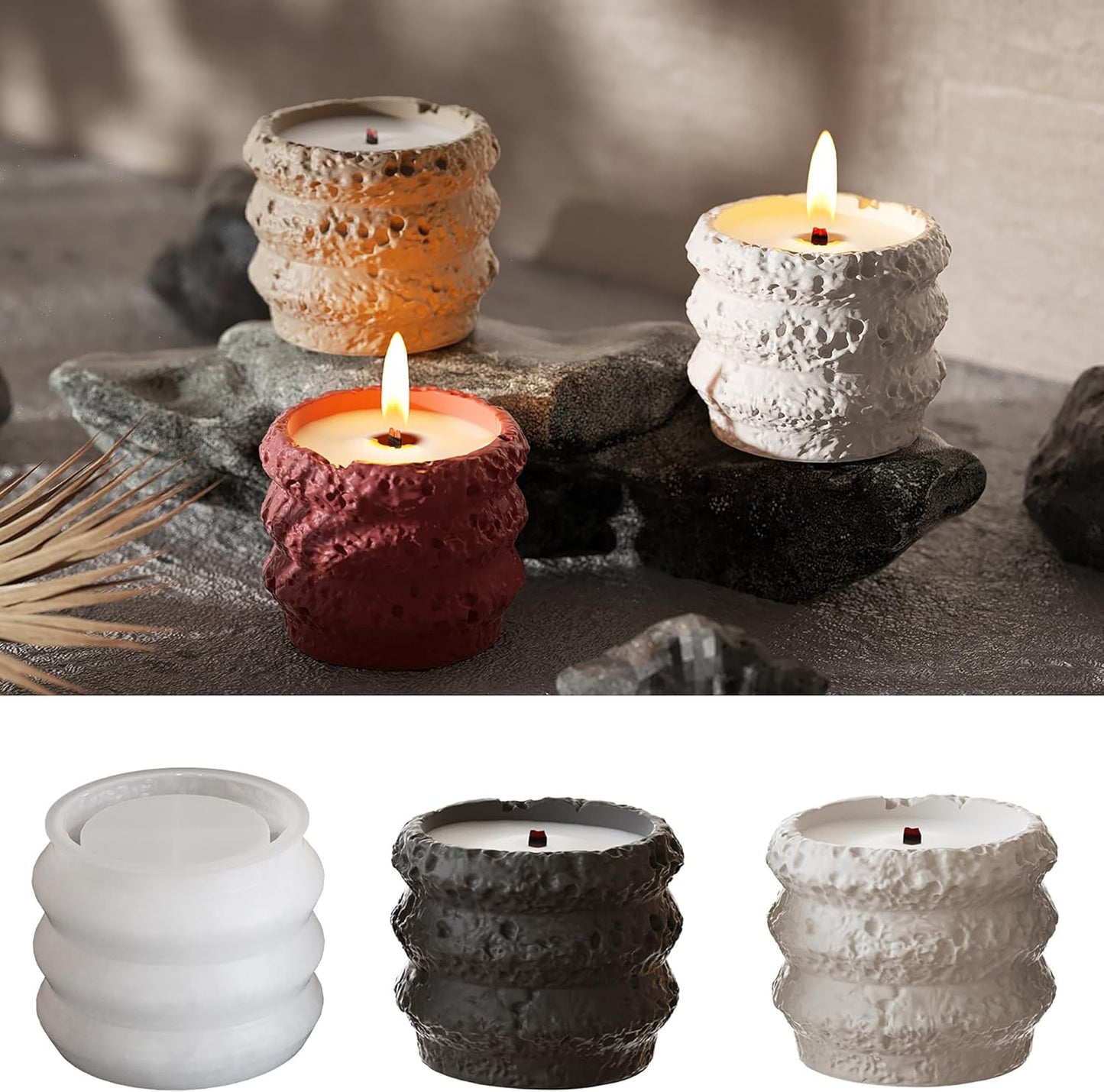 Bottle Resin Mold Candle Holder - Resin Casting Silicone Molds for Home Decor & Candle Making Wave Spiral Mold