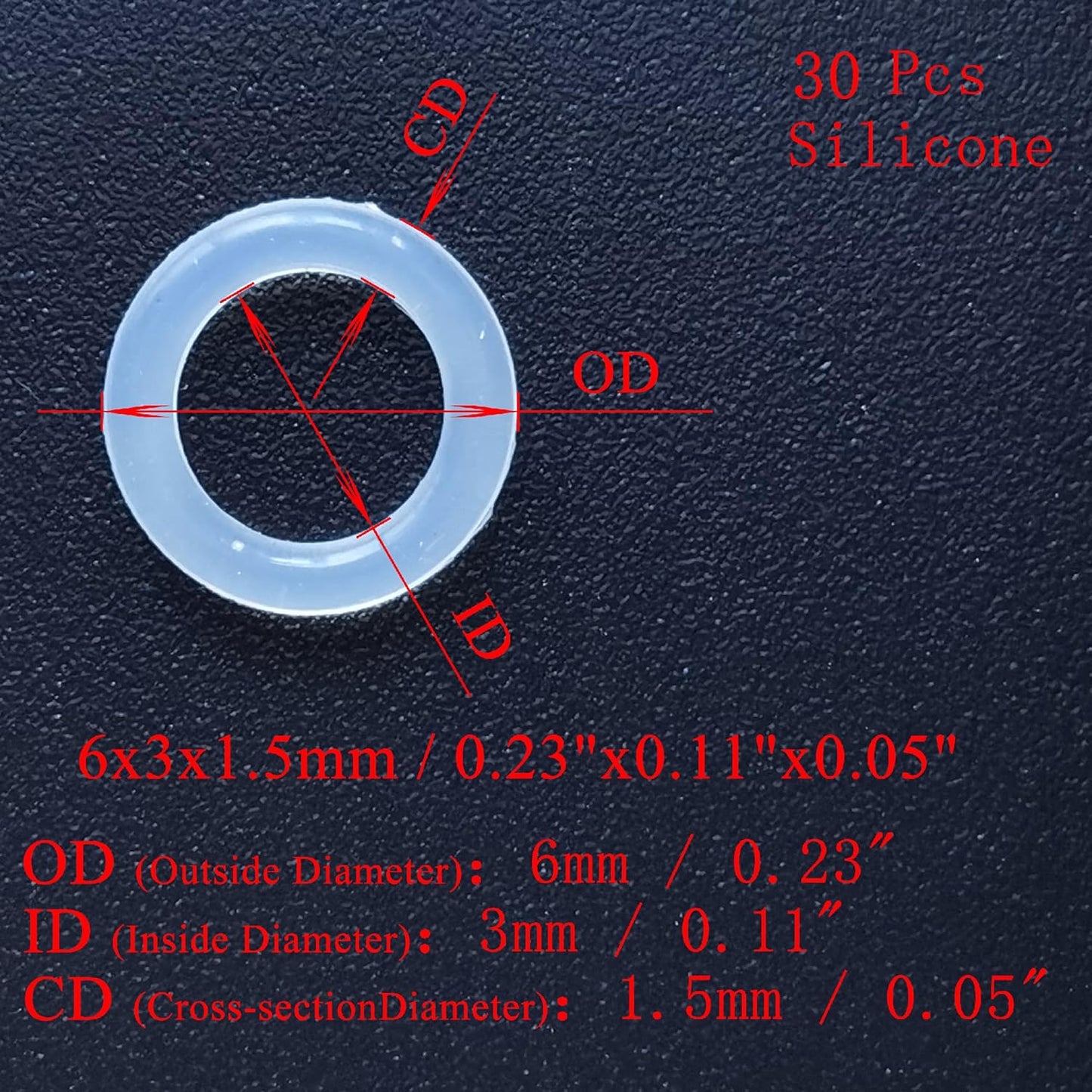[30 Pcs] Silicone O-Rings White 6mm OD 3mm ID 1.5mm Width, Metric VMQ Sealing Gasket for Cup Lids, Coffee Maker, Brewing Fitting, Washer, Filter, Pump, Plumbing, Hose, Gauge, Auto, Machine