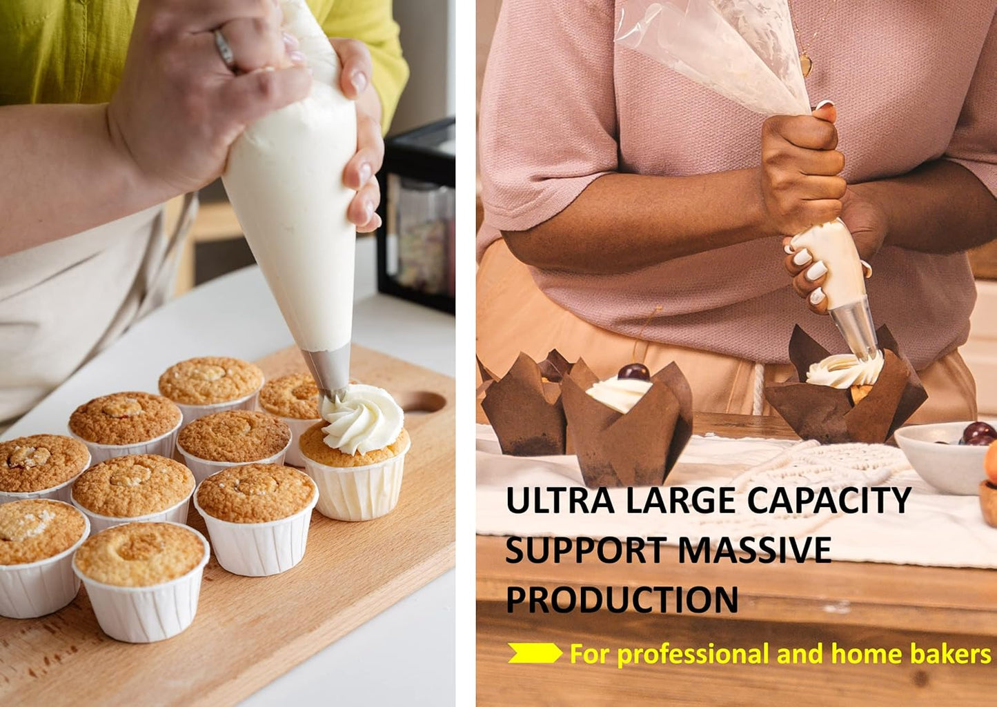 18 Inch Large Piping Bags Disposable Pastry Bags 100 Pack Thick Plastic Anti-Burst Icing Piping Bags For Frosting Decorating Cake Cupcake Cookie (18 Inch-100 Pack)