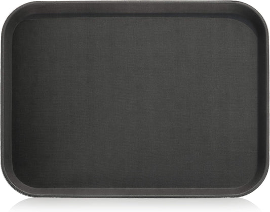 New Star Foodservice Restaurant Grade Non-Slip Tray, Plastic, Rubber Lined, Rectangular (Black, 15-Inch x 20-Inch)